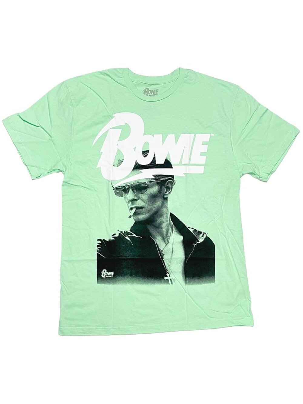 David Bowie Graphic Band Tee Mint Green NWT Large Officially Licensed